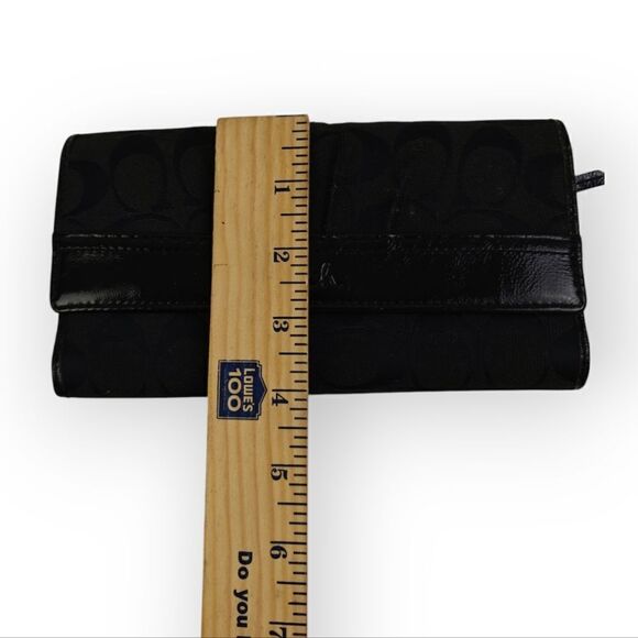 VTG COACH CC SIGNATURE CANVAS BLACK GENUINE LEATHER WALLET PURSE CLUTCH - Picture 7 of 7